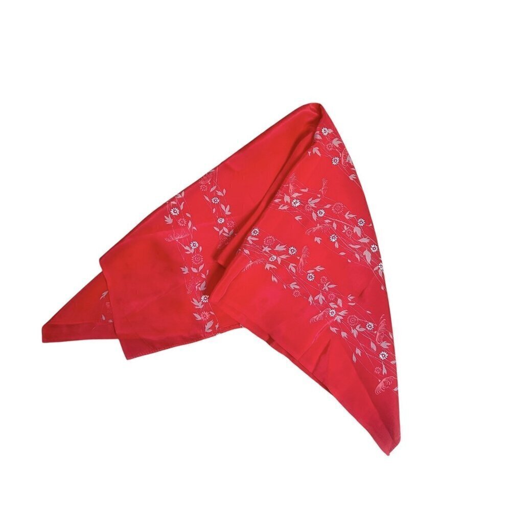 Vintage Red Floral Trellis Square Scarf  28"